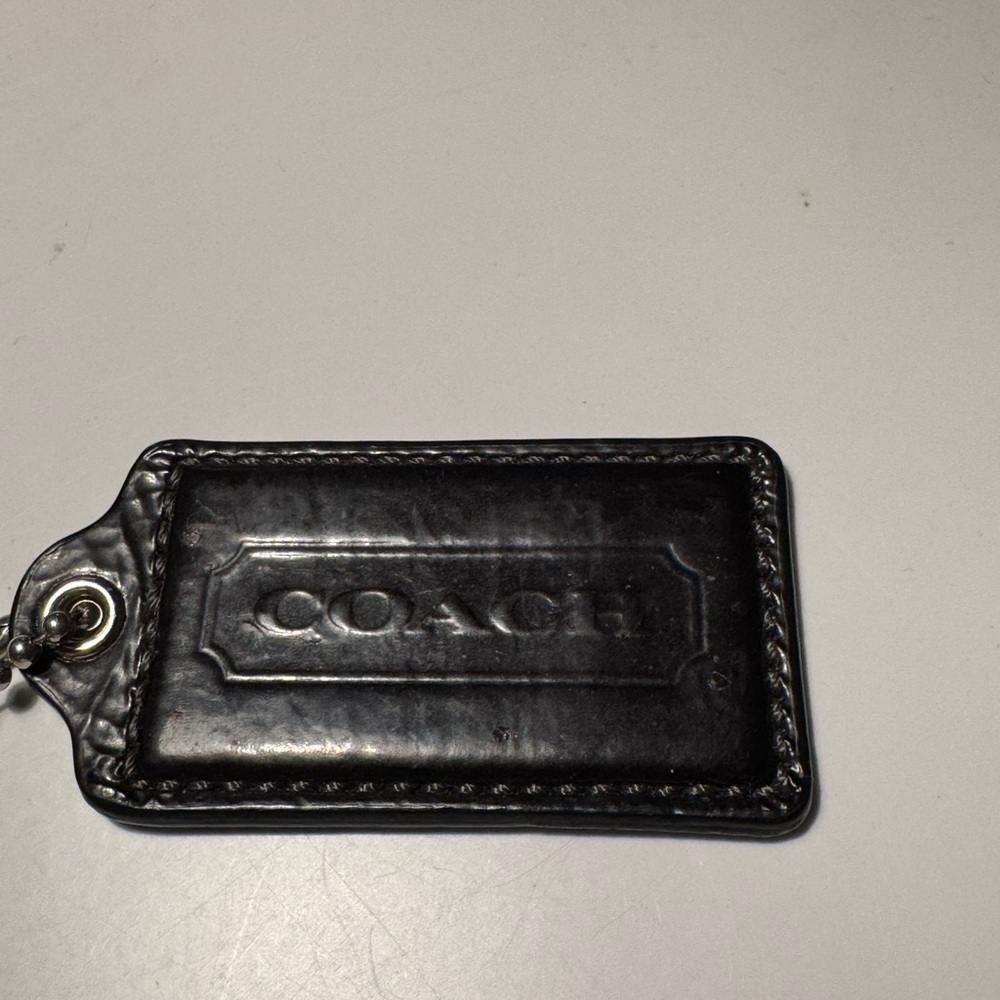 Coach Black Leather Keychain / Hangtag